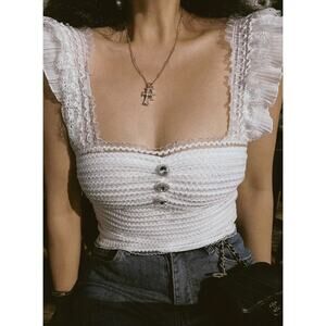 Ruffled Strap Buttoned Smocked Top